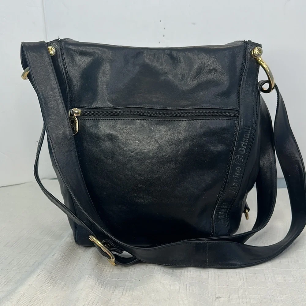 Vintage Black MARINO ORLANDI Leather bag Handbag